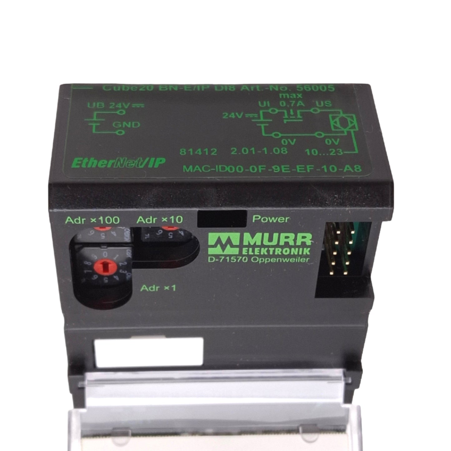 Used Murrelektronik 56005 Cube20 BN-E/IP DI8 Bus Node, Ethernet-IP, 8-Input, 24VDC