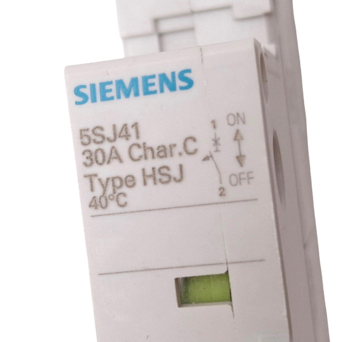New Siemens 5SJ4130-7HG40 Circuit Breaker, 1-Pole 30A, 240VAC/60VDC Max, DIN Rail