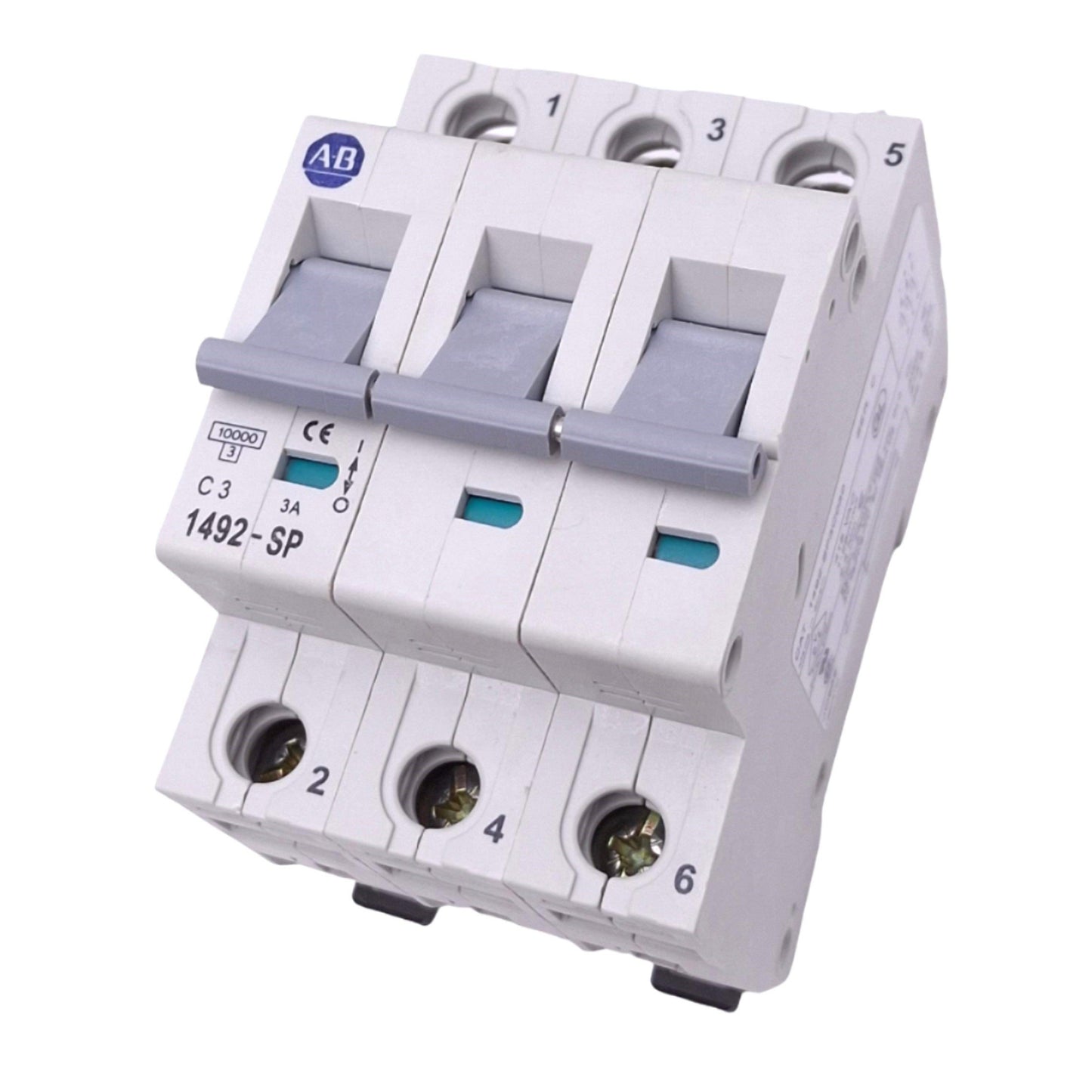 New Allen Bradley 1492-SP3C030 Circuit Breaker, 3-Pole 3A, 480Y/277VAC Max, DIN Rail