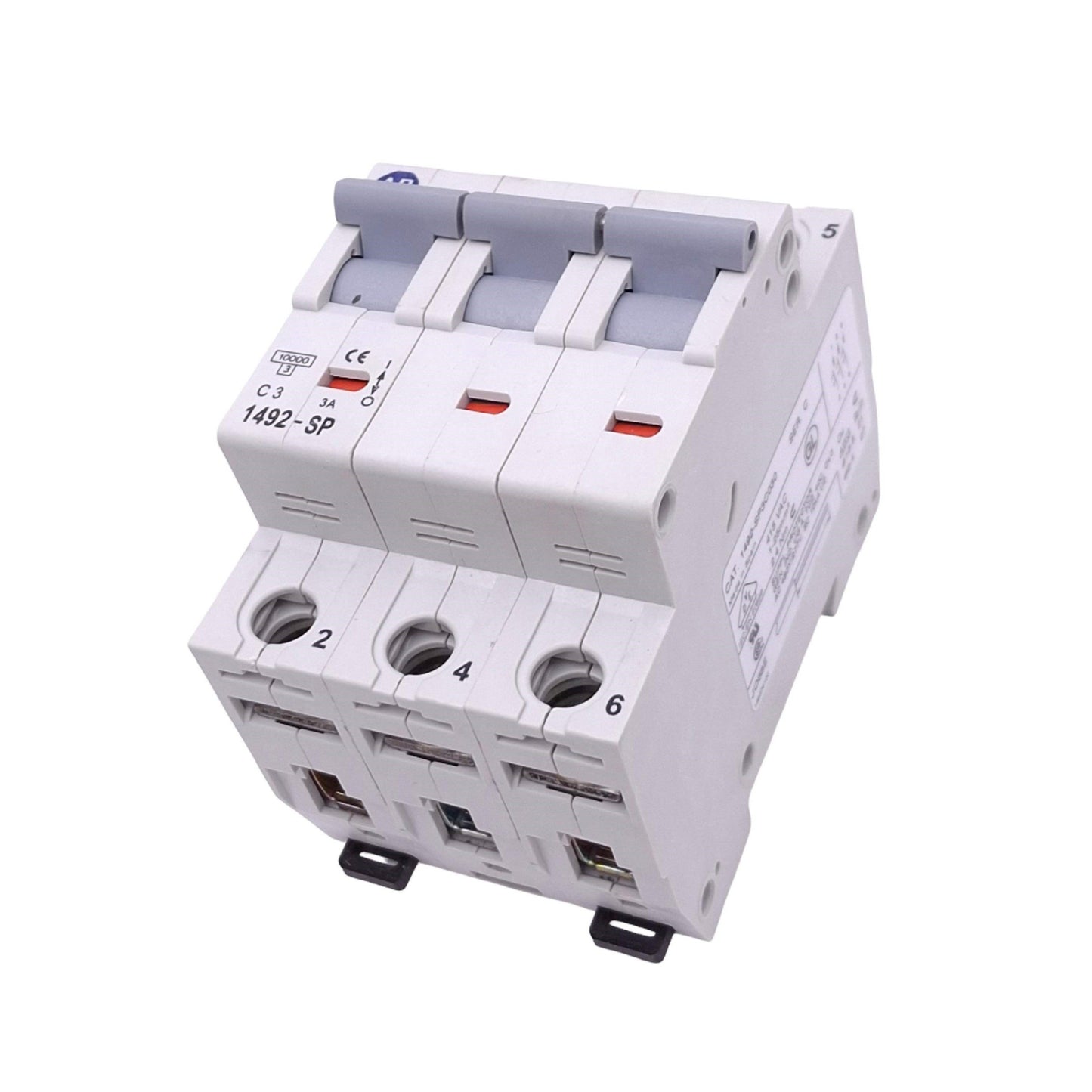New Allen Bradley 1492-SP3C030 Circuit Breaker, 3-Pole 3A, 480Y/277VAC Max, DIN Rail