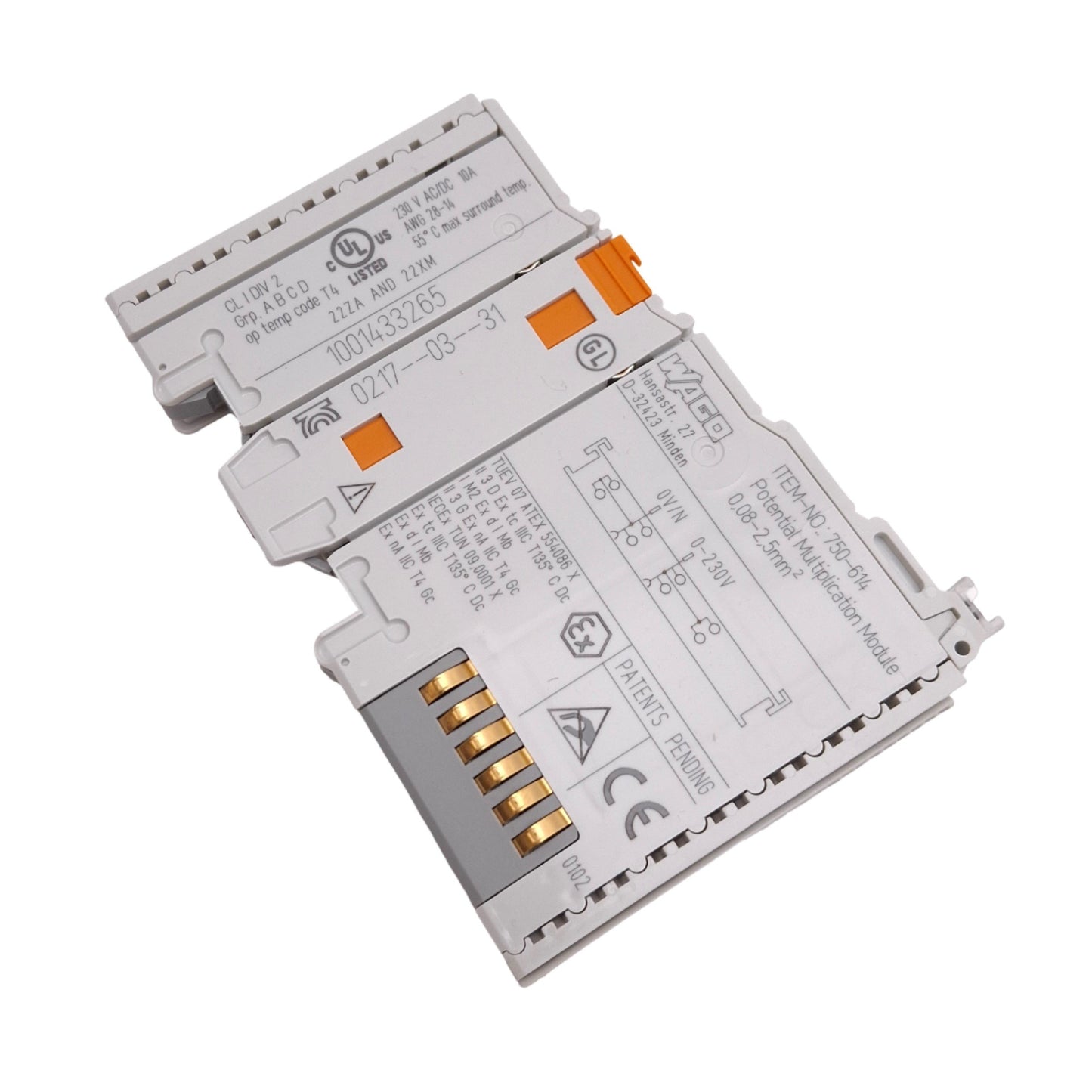 New Wago 750-614 Potential Distribution Module for WAGO-I/O-SYSTEM 750, 230V 10A Max