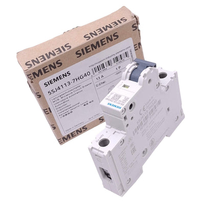 New Siemens 5SJ4113-7HG40 Circuit Breaker, 1-Pole 13A, 240VAC/60VDC Max, DIN Rail