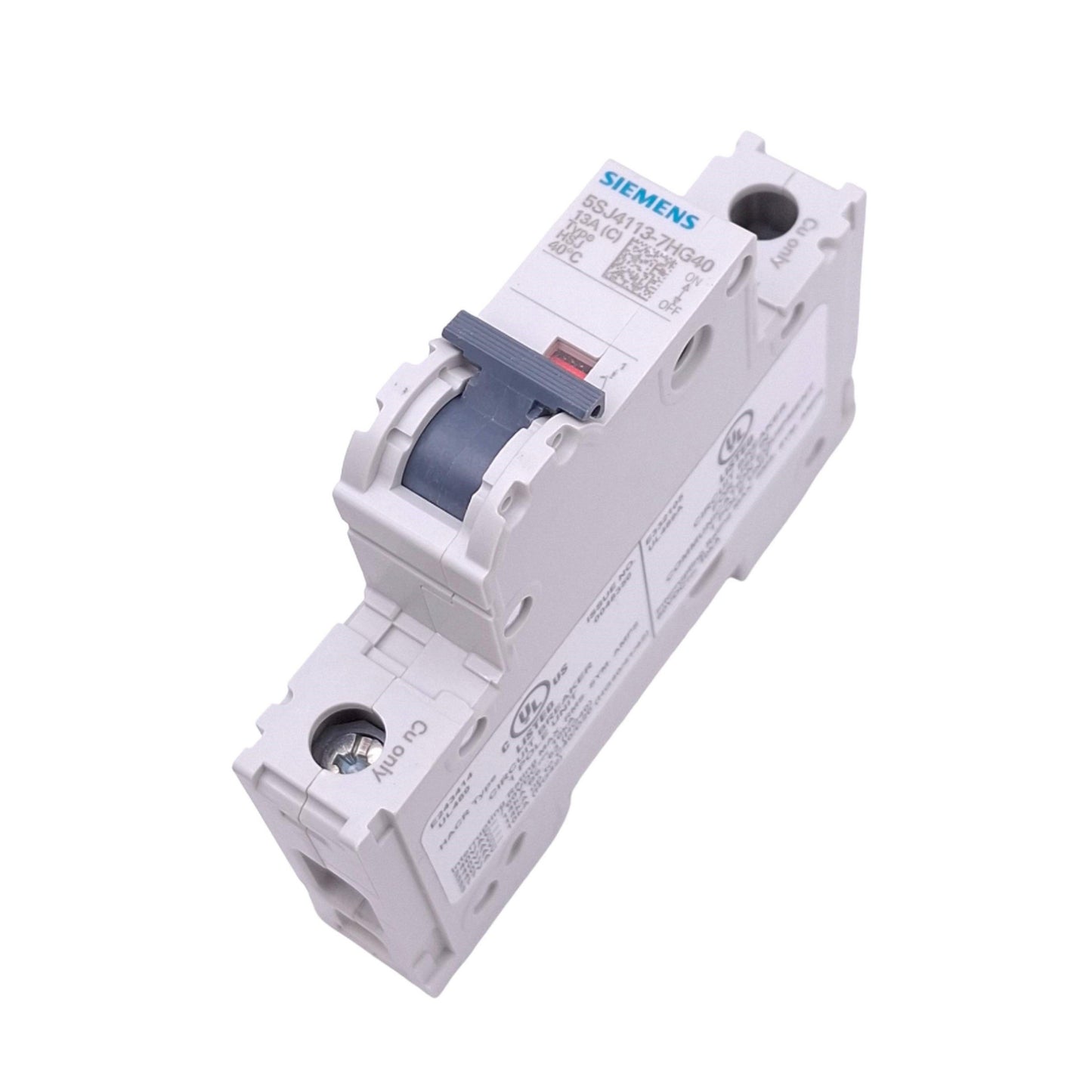 New Siemens 5SJ4113-7HG40 Circuit Breaker, 1-Pole 13A, 240VAC/60VDC Max, DIN Rail