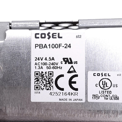 New Cosel PBA100F-24 Power Supply, 100-240VAC In, 24VDC 4.5A Out, 100W Max