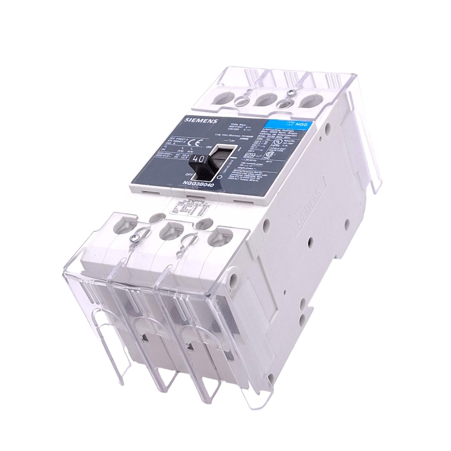 New – Open box Siemens NGG3B040 Circuit Breaker, 3PH 3-Pole 40A, 600Y/347VAC 125/250VDC