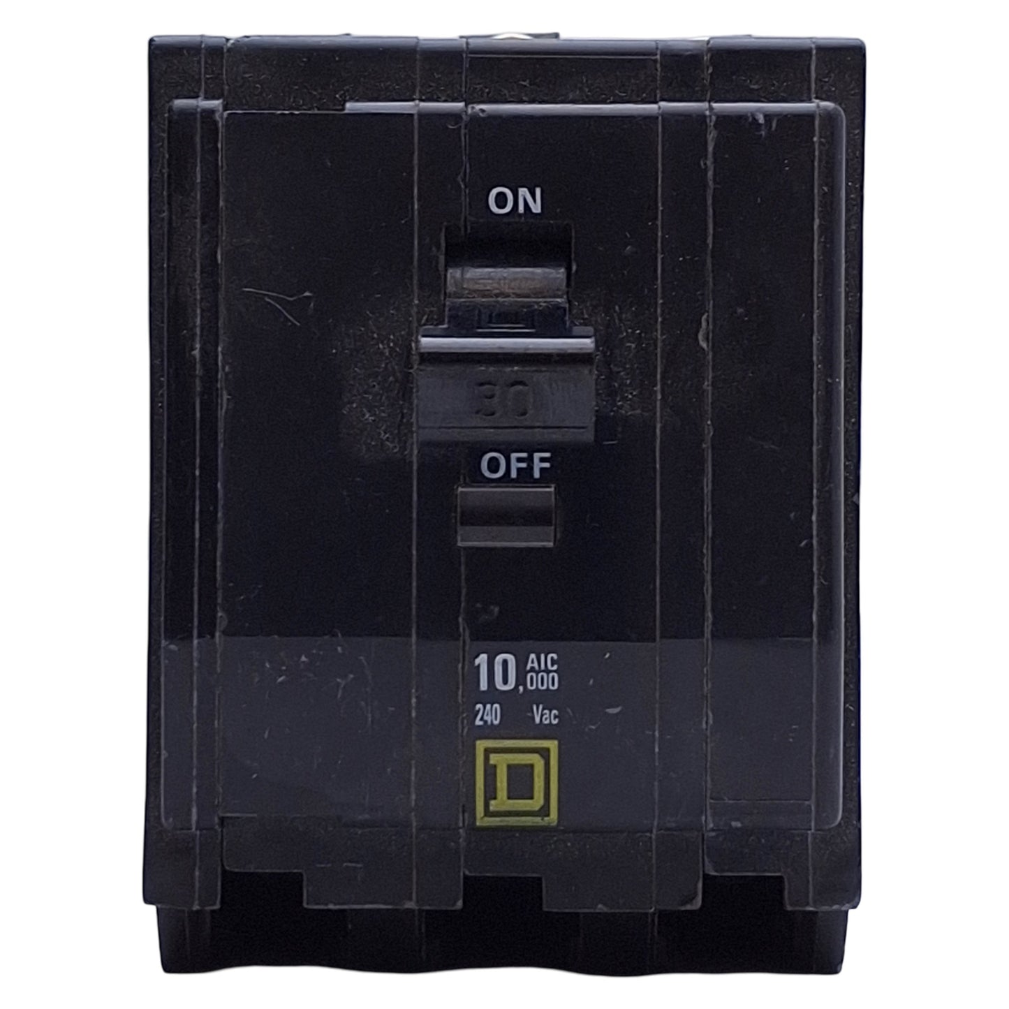 Used Square D QOB310 Bolt On Miniature Circuit Breaker 10A 3-Pole 120/240VAC 10kA