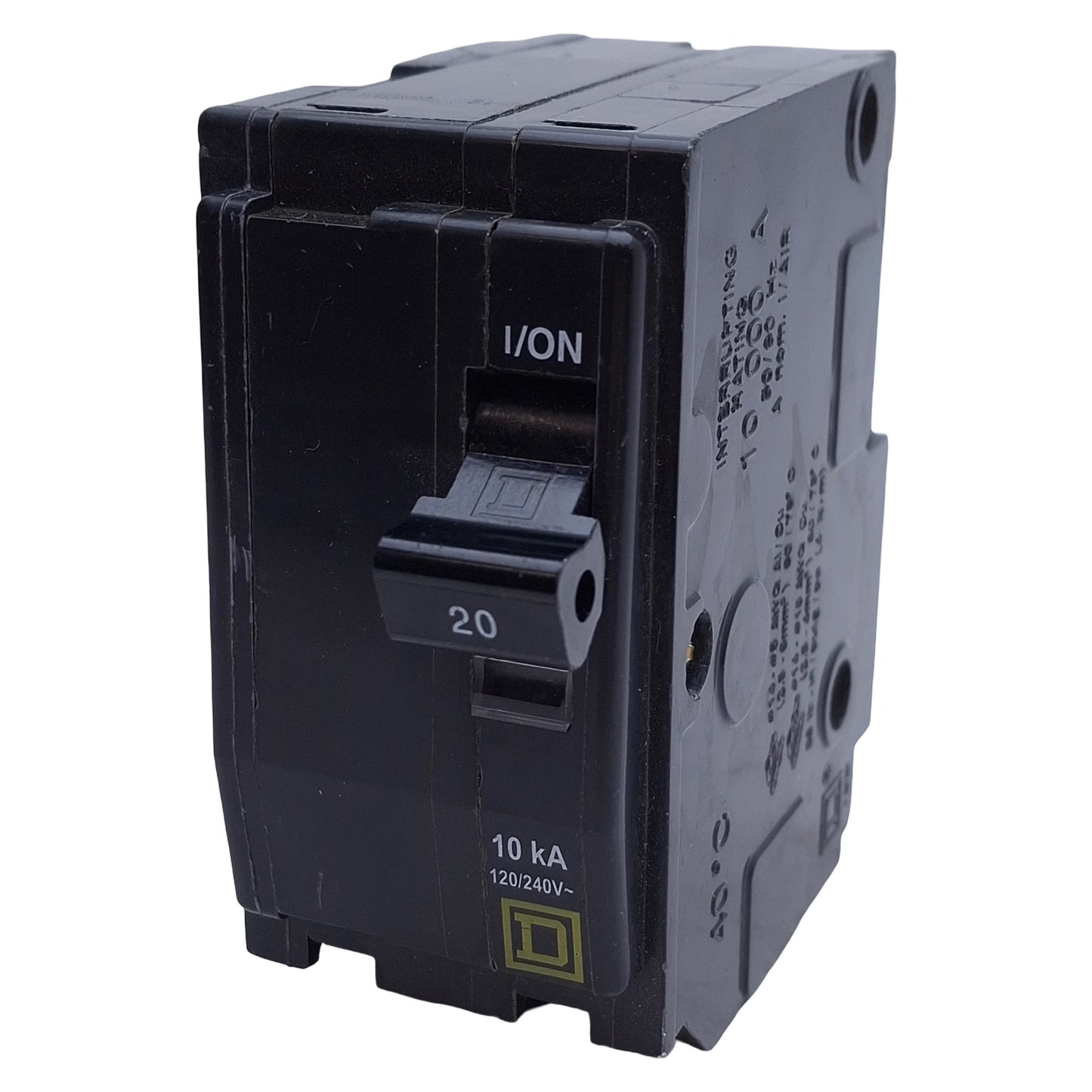 Used Square D QO220 Miniature Circuit Breaker 2-Pole, 20A, 120/240VAC, 10kA, Plug-In
