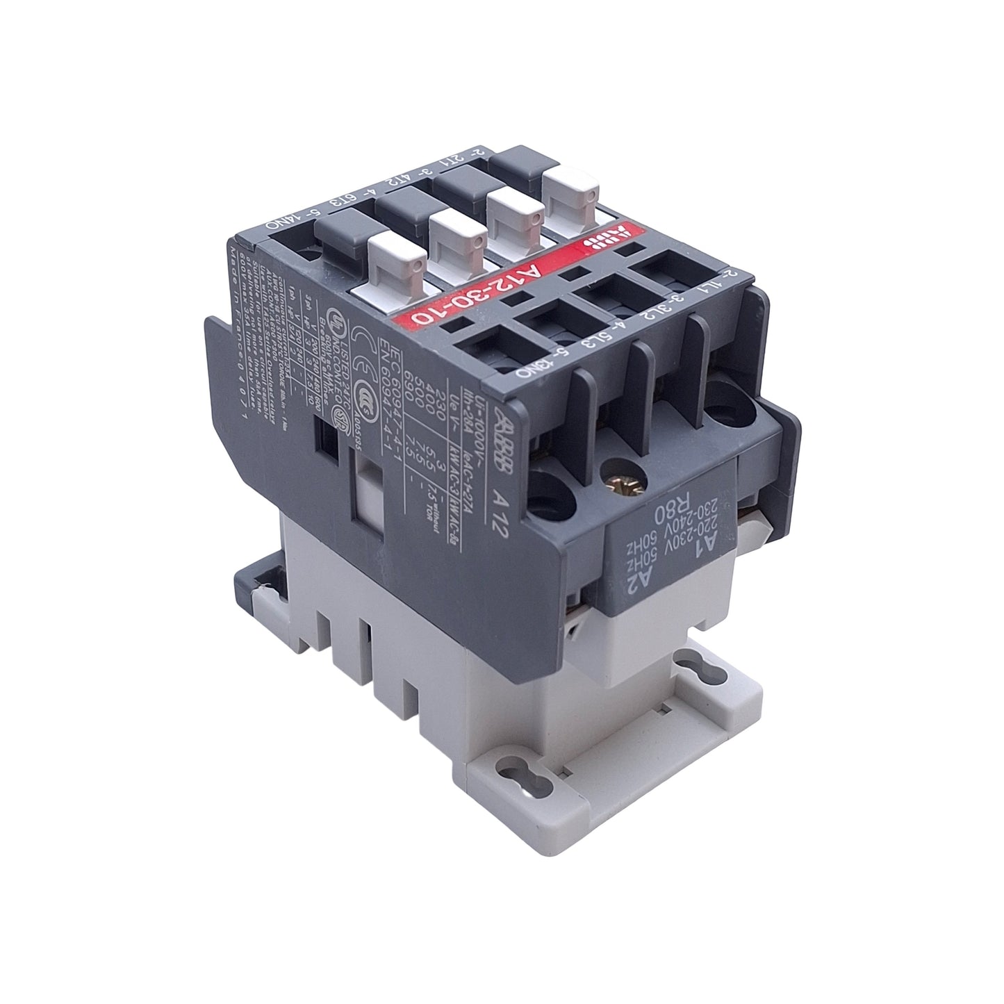 Used ABB A12-30-10 Motor Contactor, 3-Pole + 1NO, 600V 28A, 220-230/230-240VAC Coil