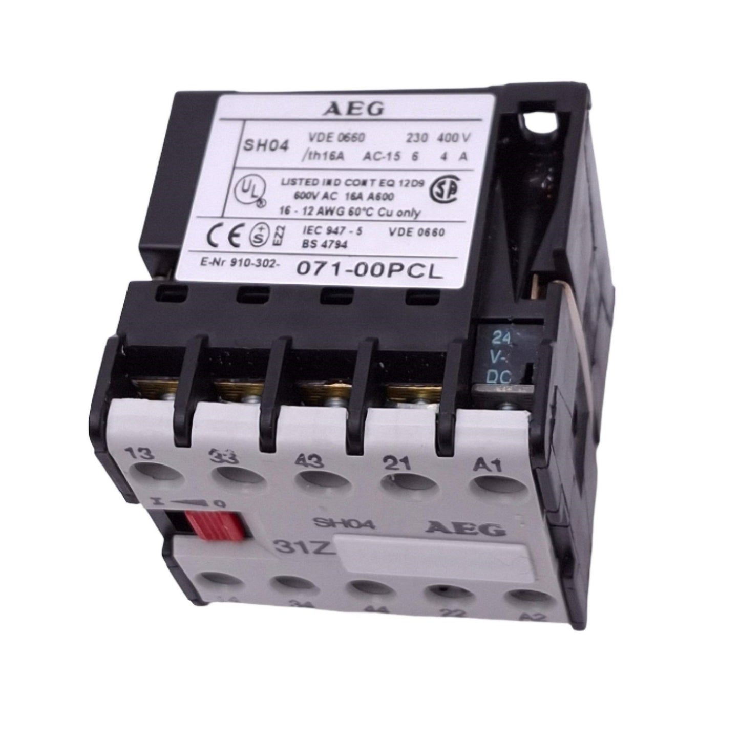 Used AEG 910-302-071-00PCL SH04-31Z-24VDC Auxiliary Contactor, 3NO 1NC, 24VDC Coil