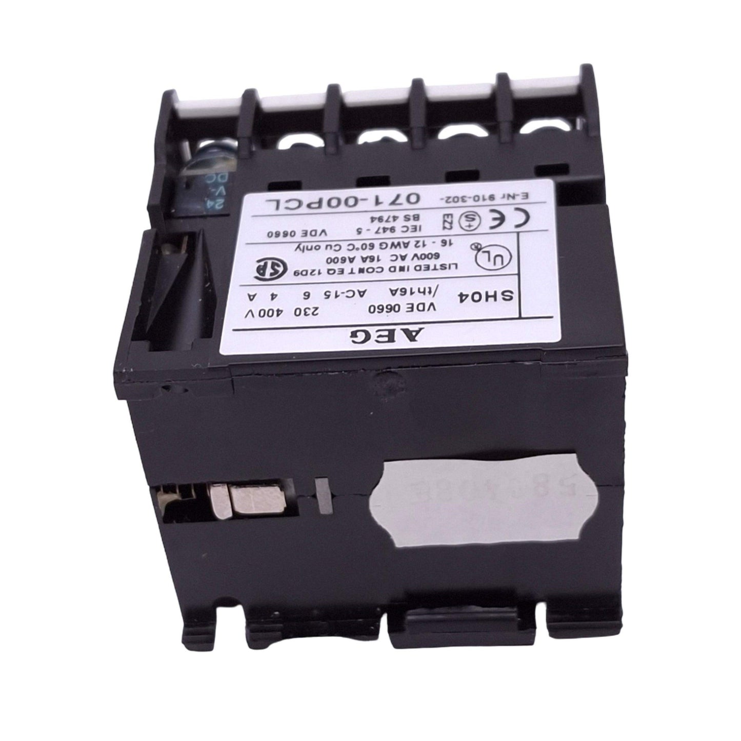 Used AEG 910-302-071-00PCL SH04-31Z-24VDC Auxiliary Contactor, 3NO 1NC, 24VDC Coil
