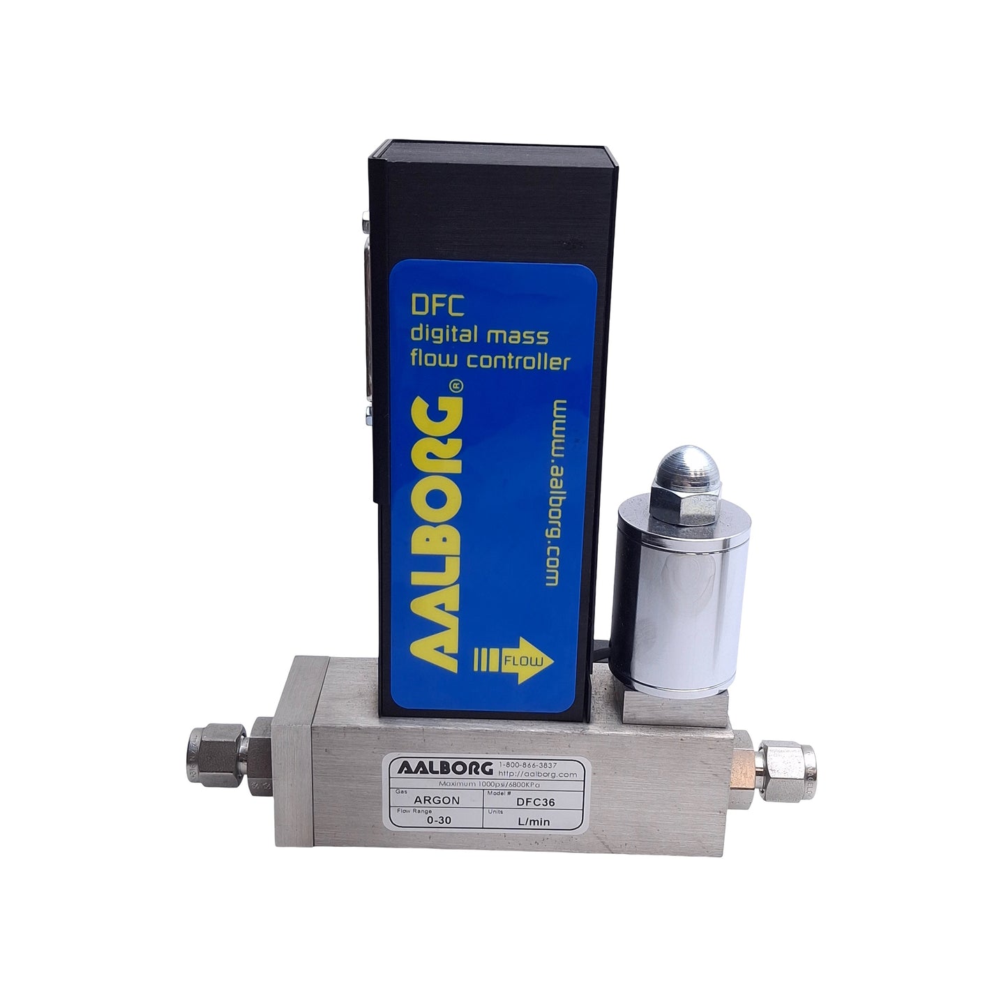 Used Aalborg DFC36S-VAN5-C5 Mass Flow Meter, 0-30 L/min Argon, RS485, 0-5VDC Output