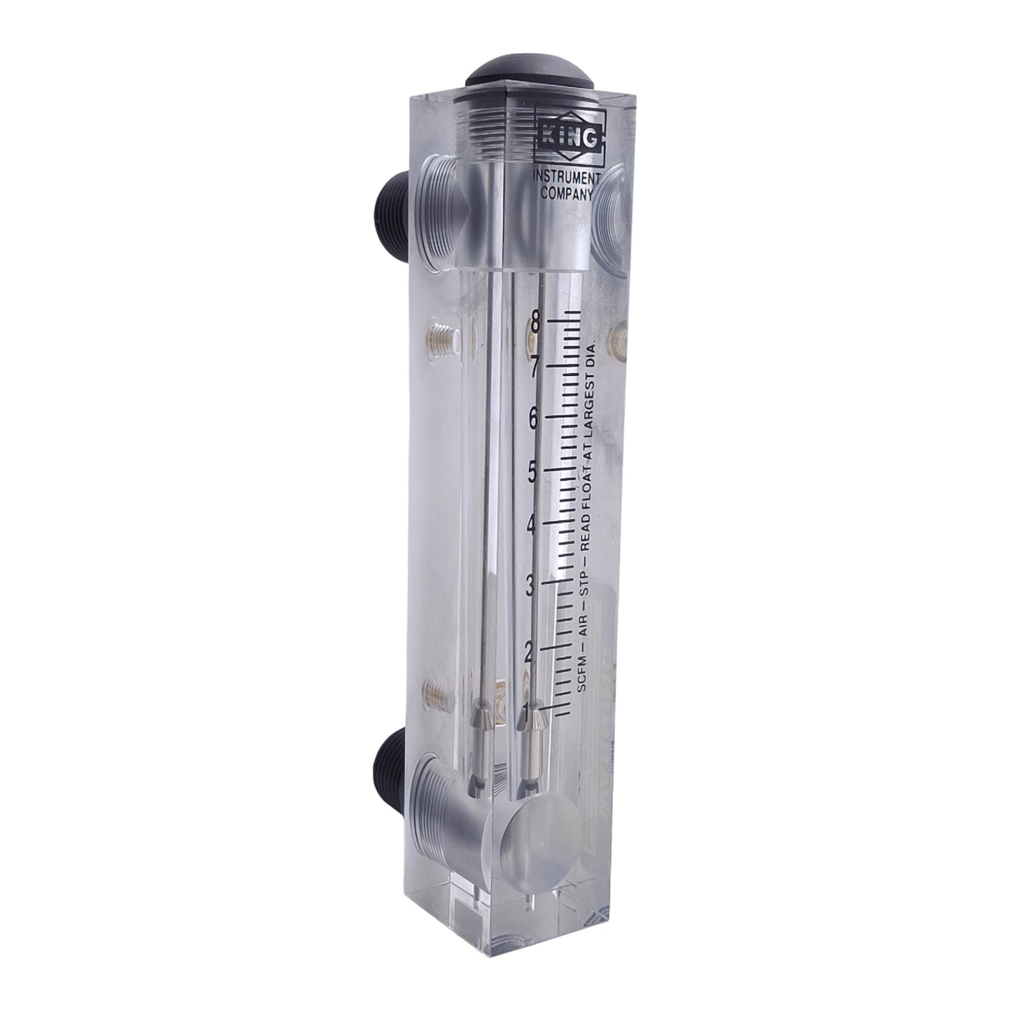 Used King Instruments 75202103C03 Acrylic Flowmeter, 1-8SCFM Air, 1/4 & 1/2in NPT
