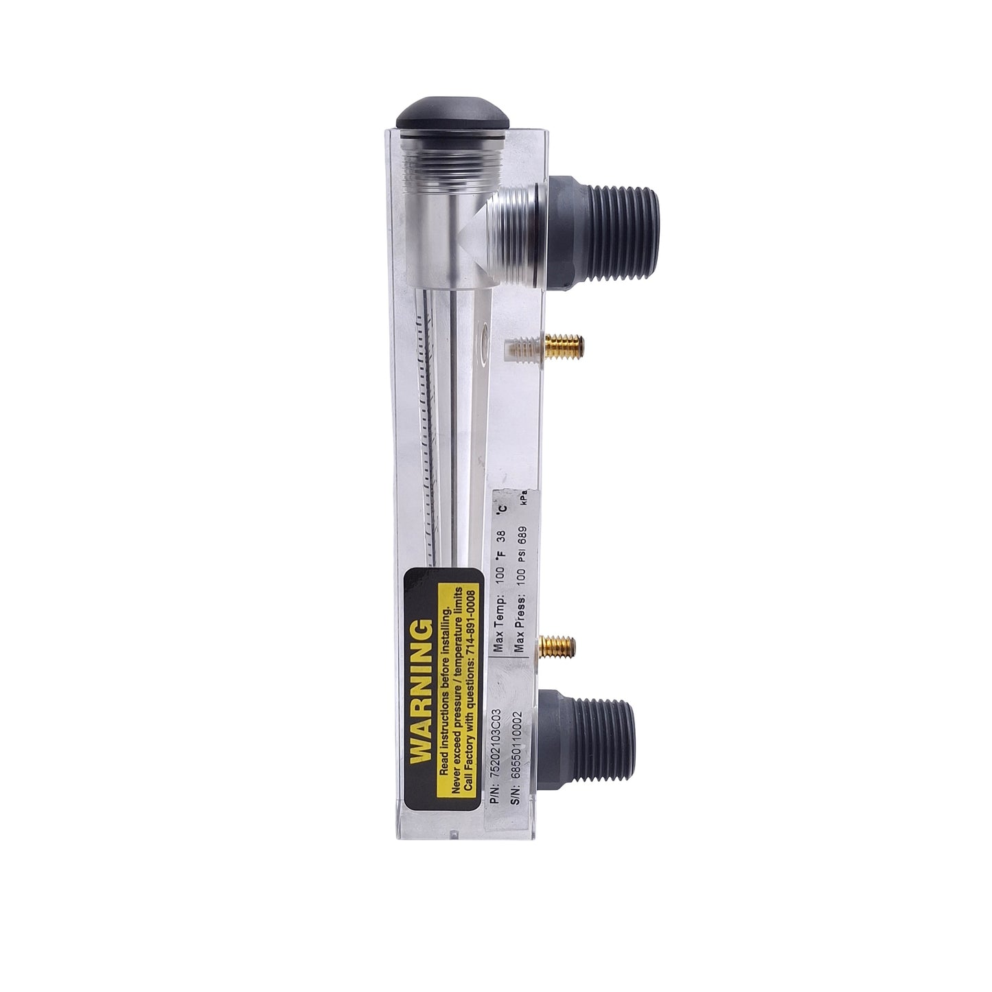 Used King Instruments 75202103C03 Acrylic Flowmeter, 1-8SCFM Air, 1/4 & 1/2in NPT