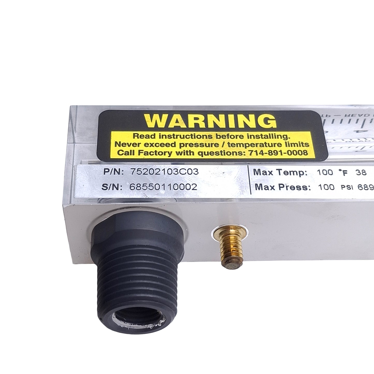 Used King Instruments 75202103C03 Acrylic Flowmeter, 1-8SCFM Air, 1/4 & 1/2in NPT