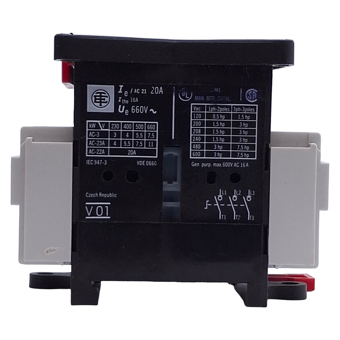 Used Telemecanique V01 Disconnect Switch 3-Pole, 20A, 660VAC, 3NO, DIN Rail Mount