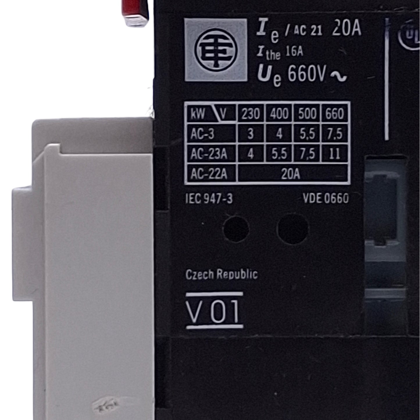 Used Telemecanique V01 Disconnect Switch 3-Pole, 20A, 660VAC, 3NO, DIN Rail Mount