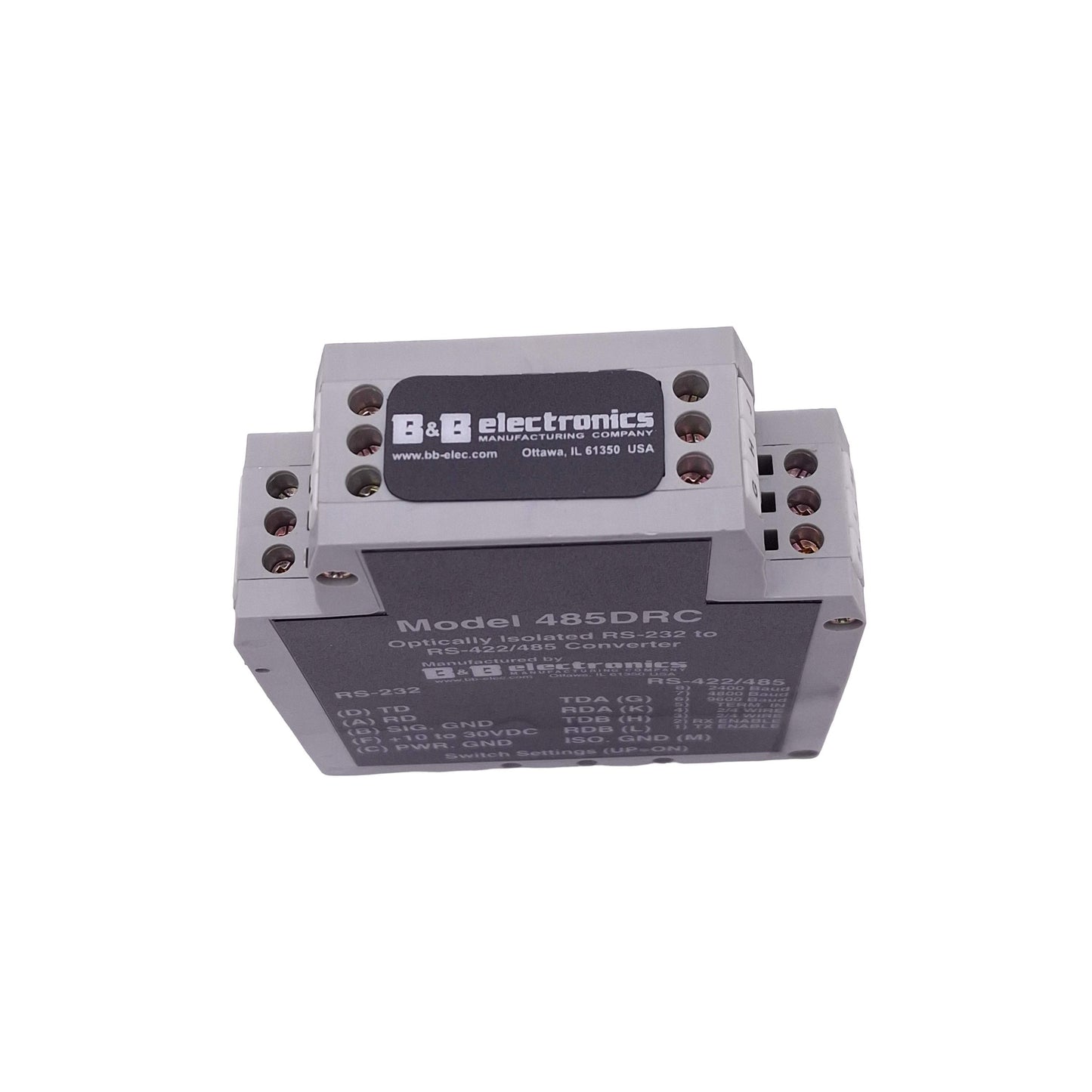 Used B&B Electronics 485DRC Optically Isolated RS-232 to RS-422/485 Converter, 24VDC
