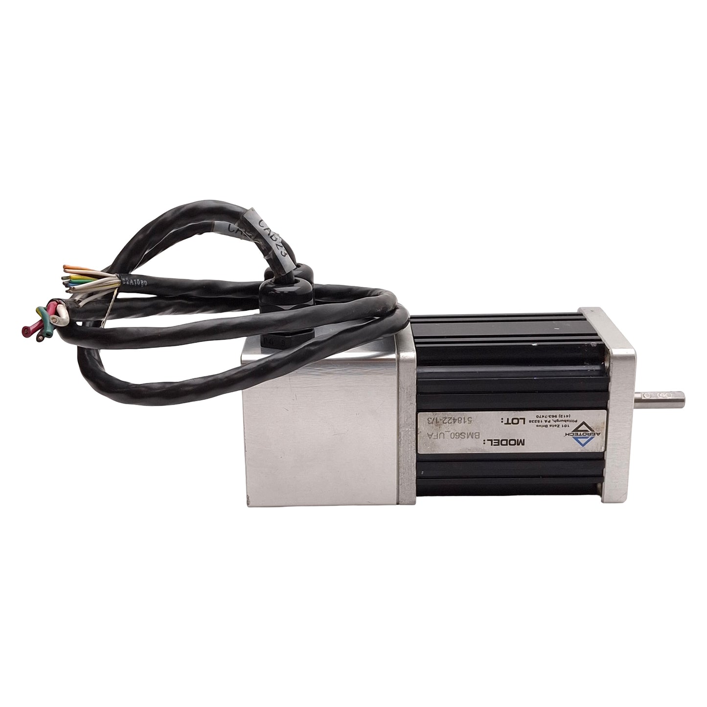 Used Aerotech BMS60-A-D25-E1000H Servo Motor, 4000RPM, 1000ppr, NEMA 23 *Cut Cables*