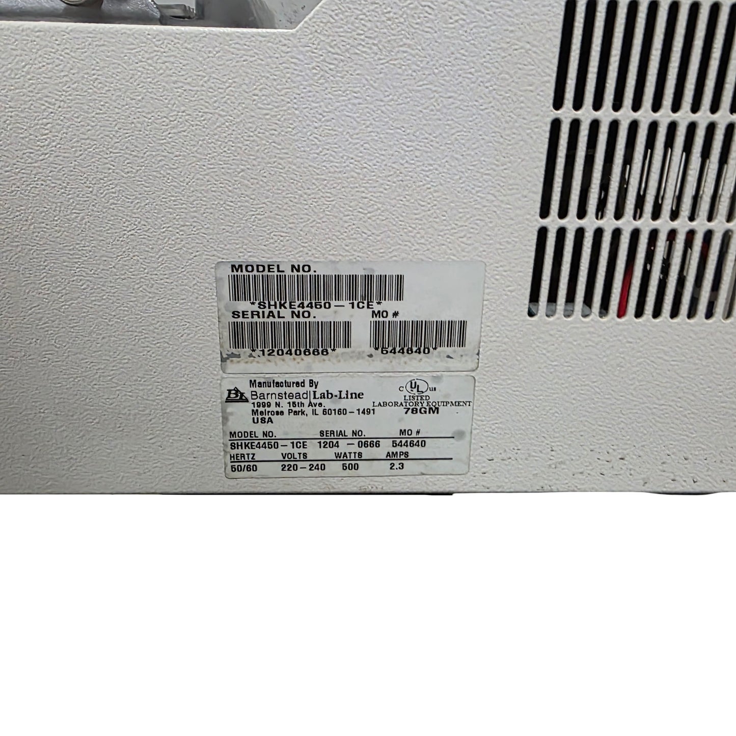 Used Barnstead SHKE4450-1CE Tabletop Orbital Incubating Shaker 15-500RPM, 240VAC