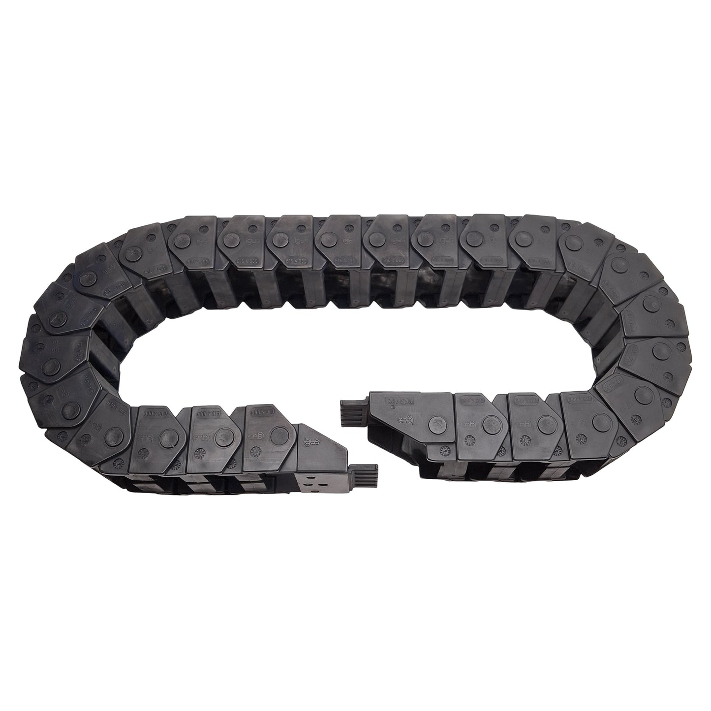 Used Igus E16.4.060 Energy Chain, 48x32mm Inner, ø60mm Bend, 25-Links + Ends, 34.25in