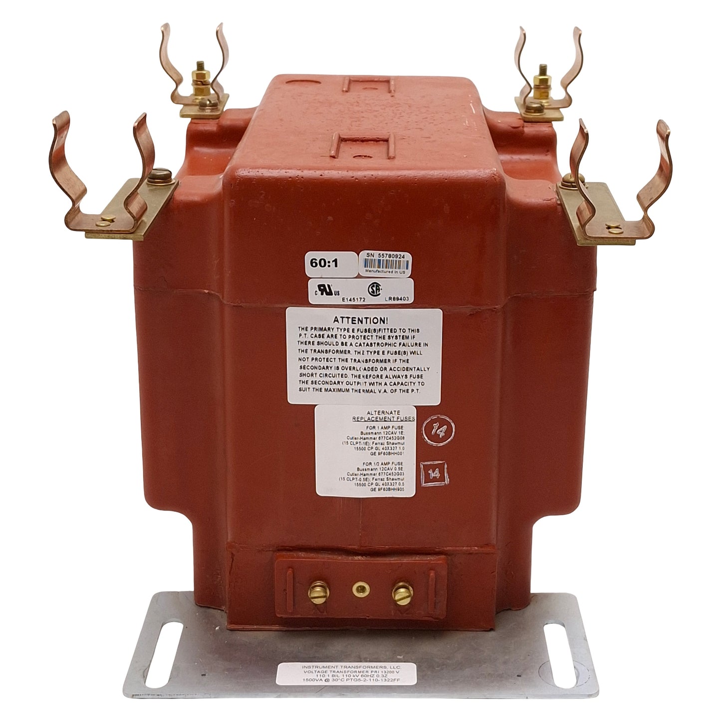 New – Open box Instrument Transformers PTG5-2-110-1322FF Transformer 1.5kVA 13.2kV Pri 120V Sec