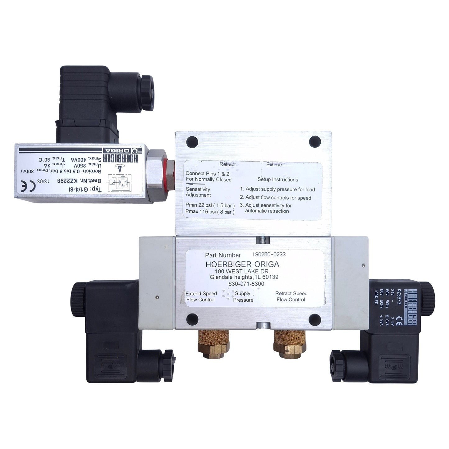 Used Hoerbiger Origa IS0250-0233 Interference Sensing Module 24VDC, 22-116psi, G1/4