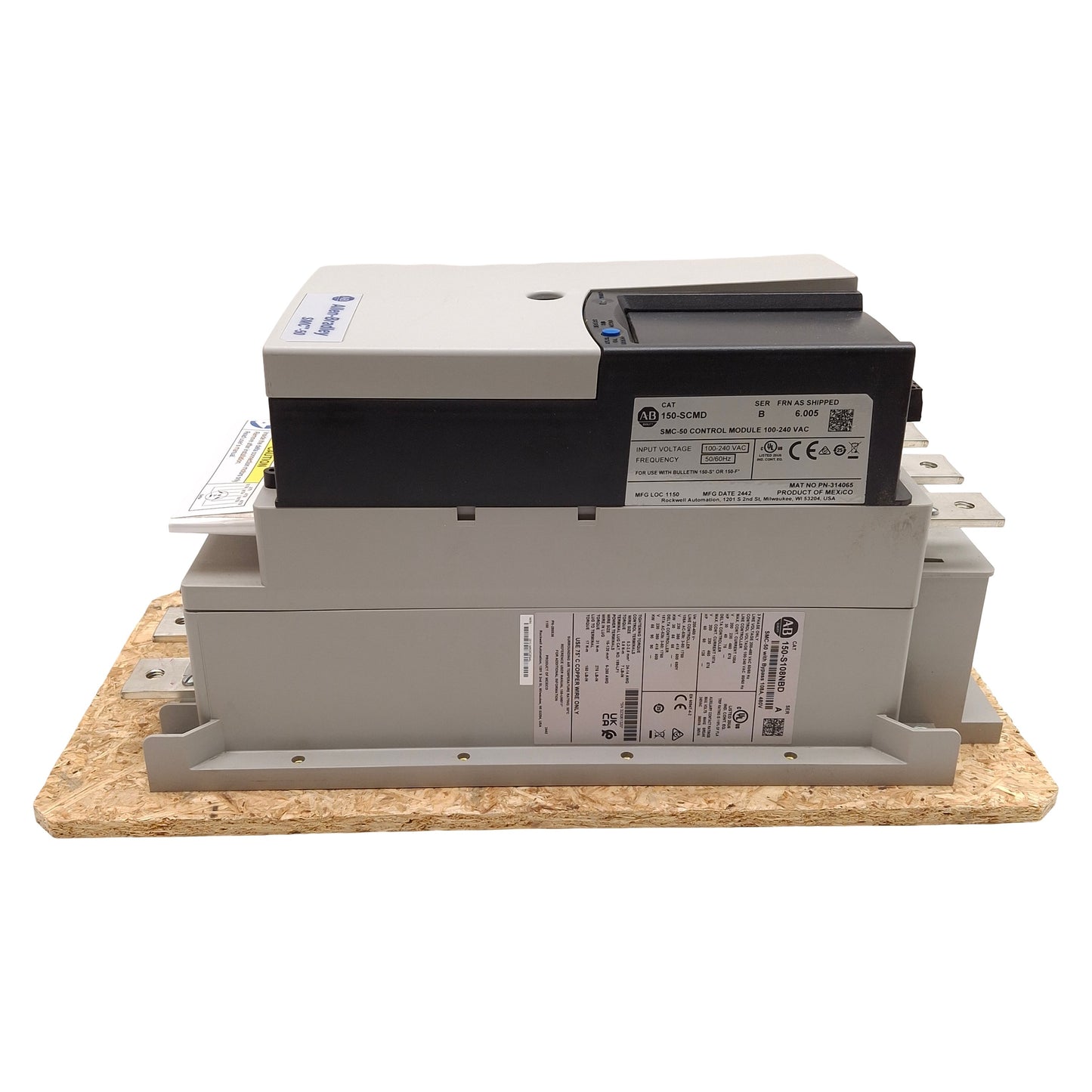New – Open box Allen Bradley 150-S108NBD SMC-50 Smart Motor Controller w/ Bypass, 108A 480VAC