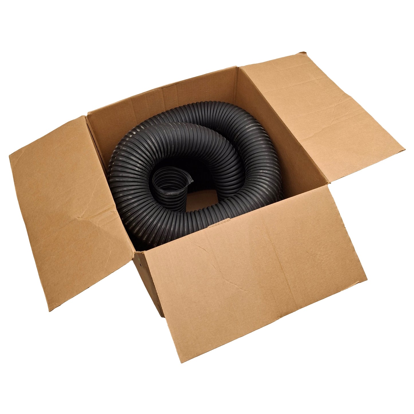 New – Open box Industrial Ducting Hose, 4in Inner Diameter, Corrugated, 25ft Length, Rubber