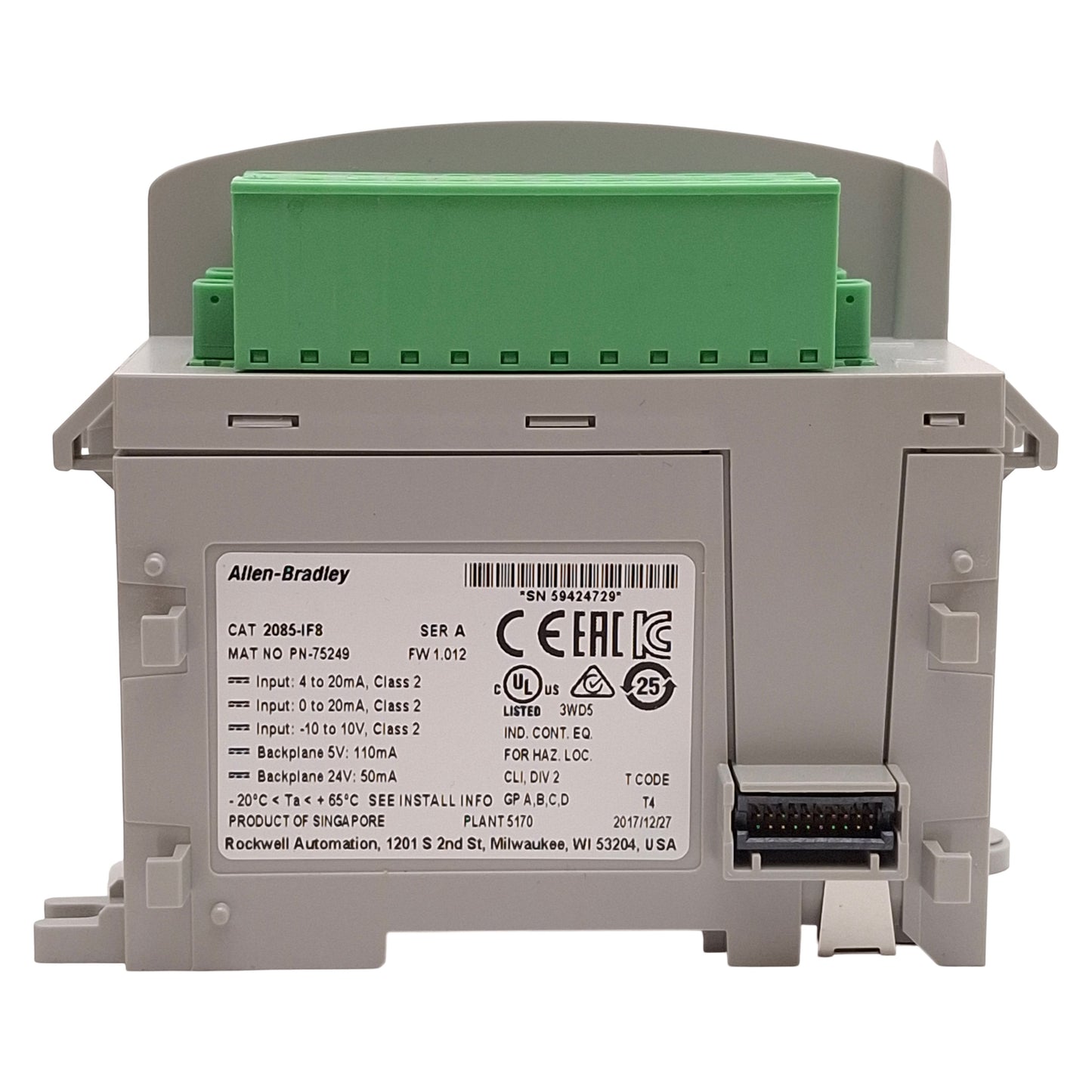 New Allen Bradley 2085-IF8 Micro800 Analog Input Module, 8-Channel, ±10V, 4-20mA