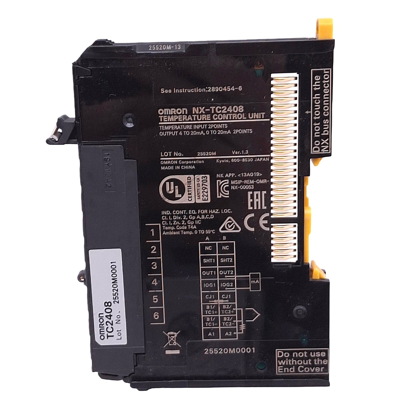 Used Omron NX-TC2408 Temperature Control Module, 2-Channel AI AO, 24VDC, DIN Rail