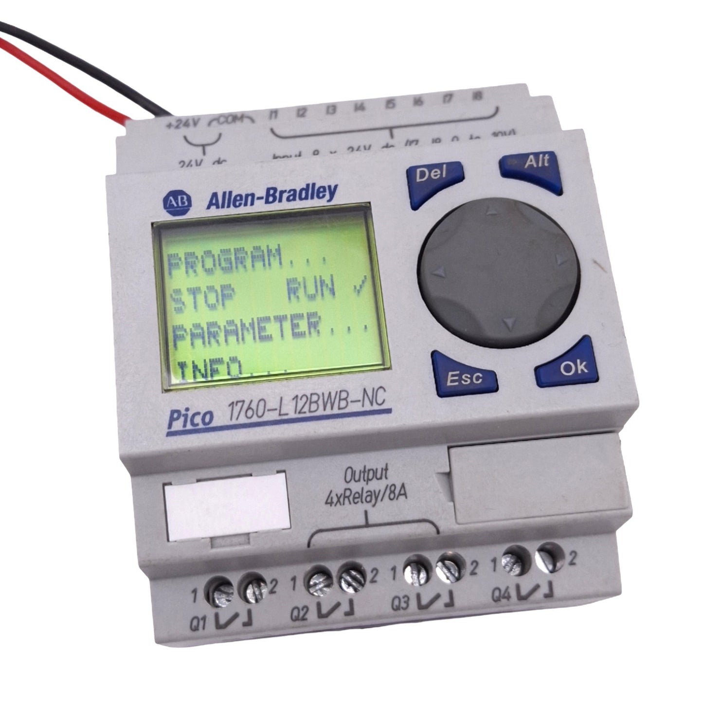 Used Allen Bradley 1760-L12BWB-NC Pico Controller Module, 12-Point 8DI 4RO, 24VDC