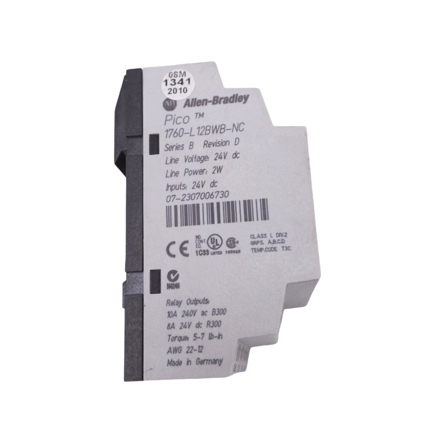 Used Allen Bradley 1760-L12BWB-NC Pico Controller Module, 12-Point 8DI 4RO, 24VDC