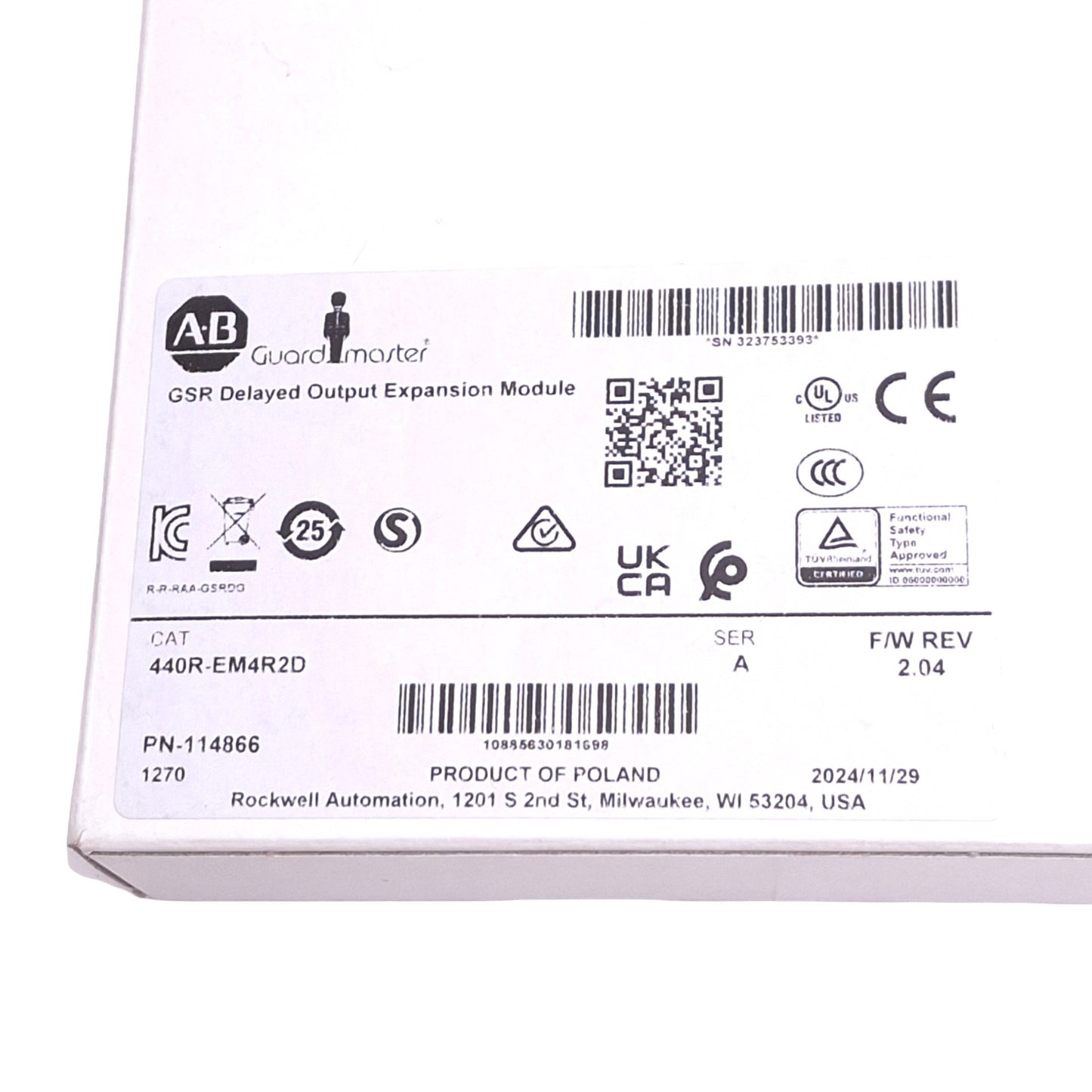 New Allen Bradley 440R-EM4R2D GSR Delayed Output Expansion Module, 4NO, 24VDC
