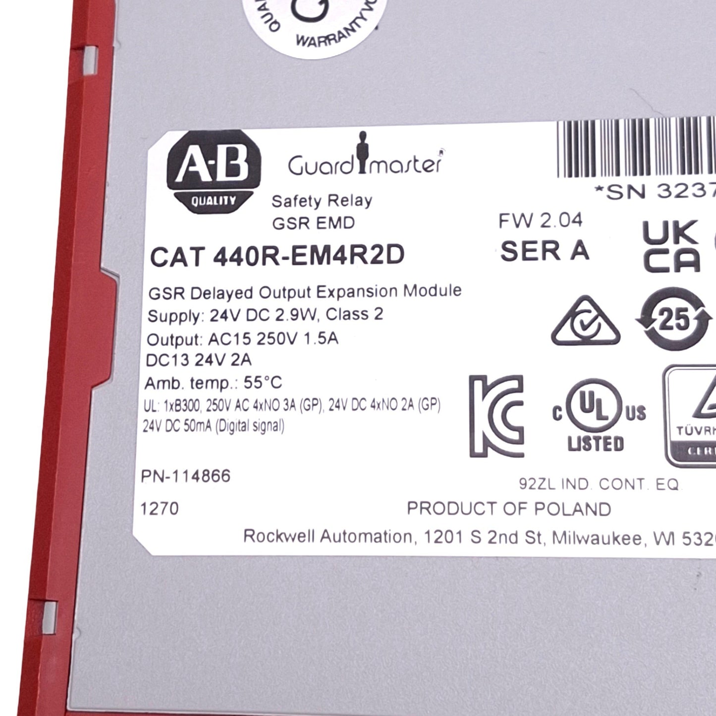 New Allen Bradley 440R-EM4R2D GSR Delayed Output Expansion Module, 4NO, 24VDC