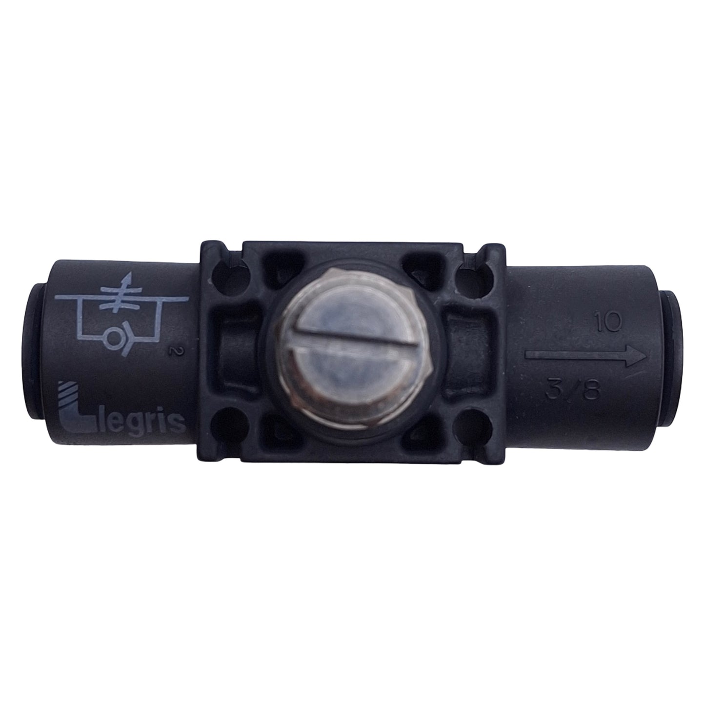 New – Open box Legris 7770-60-00 Flow Control Valve 3/8" In/Outlet, 1-10bar, 2.87in Length