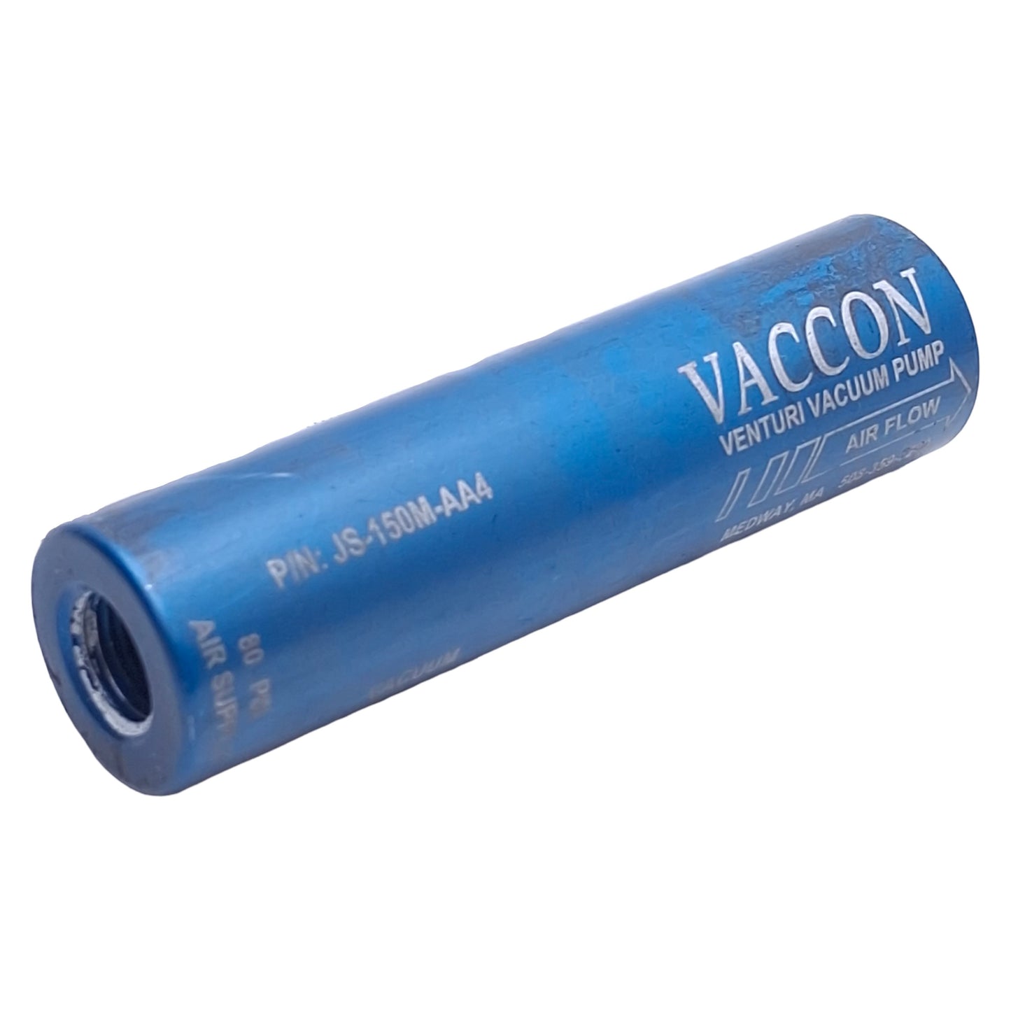 Used Vaccon JS-150M-AA4 Cylindrical Vacuum Pump 28"Hg Max, 1/8"NPT *Missing Silencer*