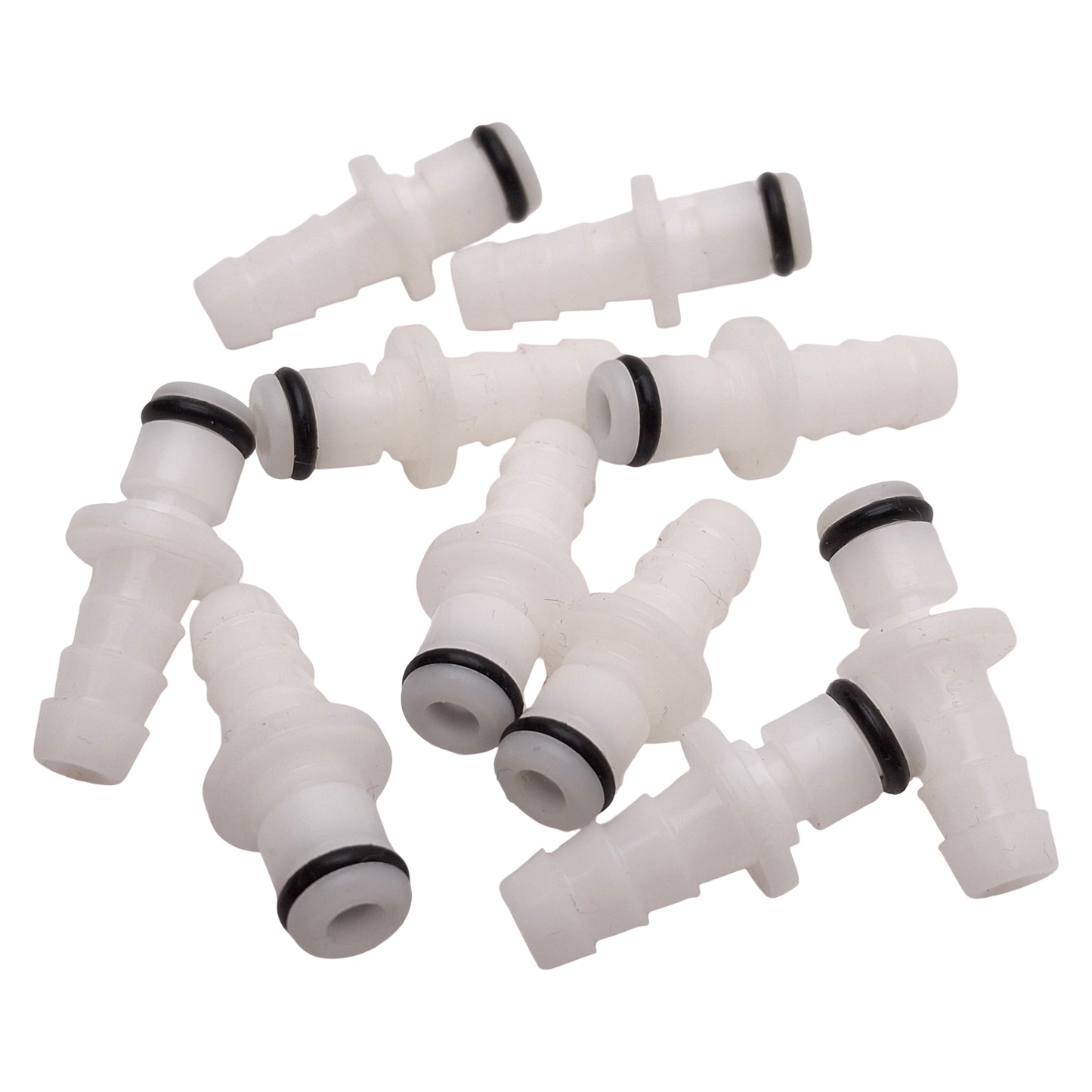 Used Lot of 10 CPC Colder PMC2204 In-Line Coupling Insert, 1/4in Hose Barb, Acetal