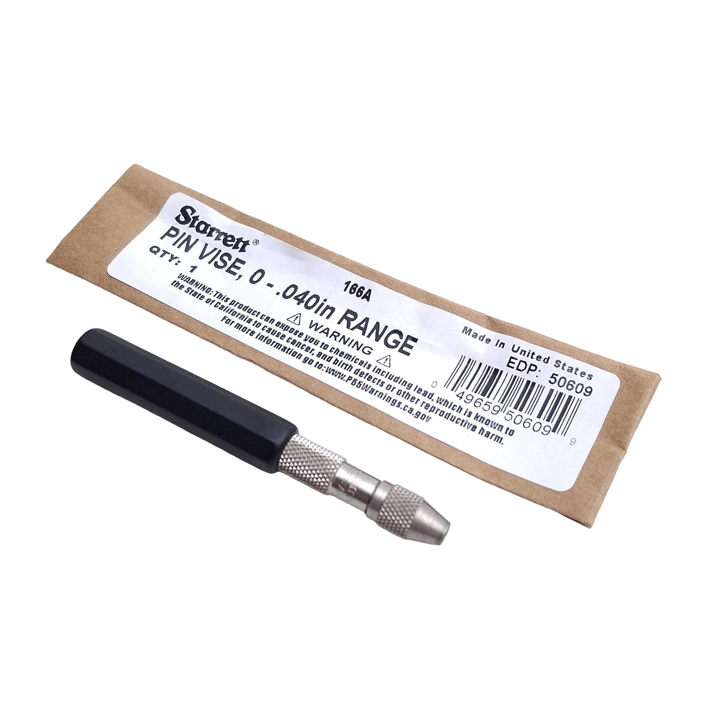 New – Open box Starrett No.166A Pin Vise With Insulated Octagon Handle 0 to 1mm Capacity 0.04in