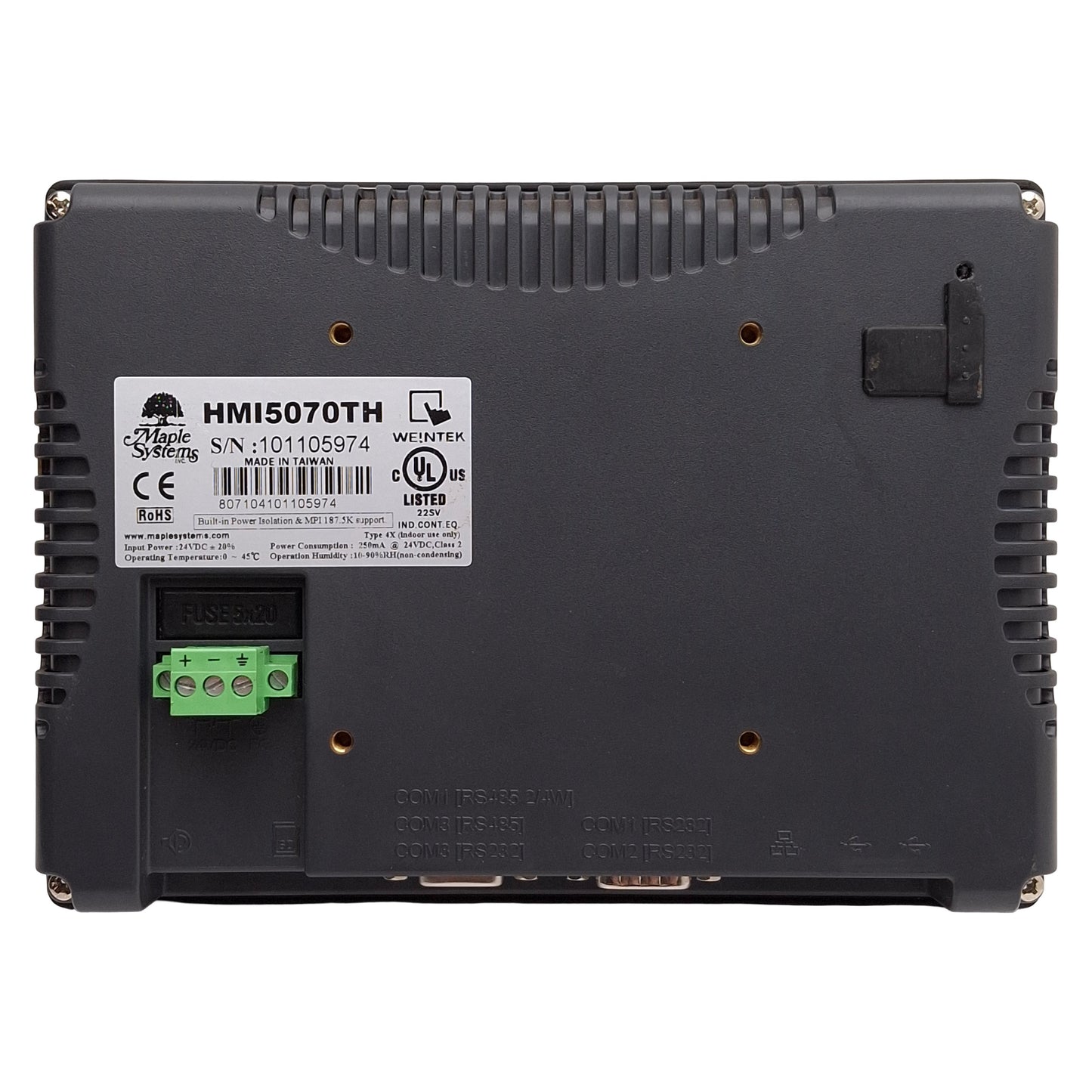 Used Maple Systems HMI5070TH Touchscreen HMI, 7in Display, 800x480, 24VDC *Scratches*
