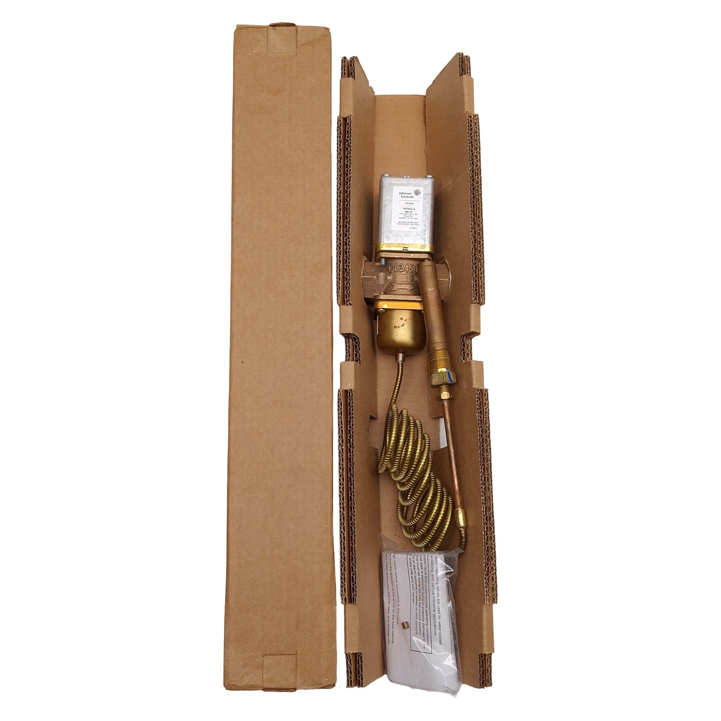 New Johnson Controls V47AC-3C Temperature Actuated Water Valve, 115-180°F, 3/4in NPT