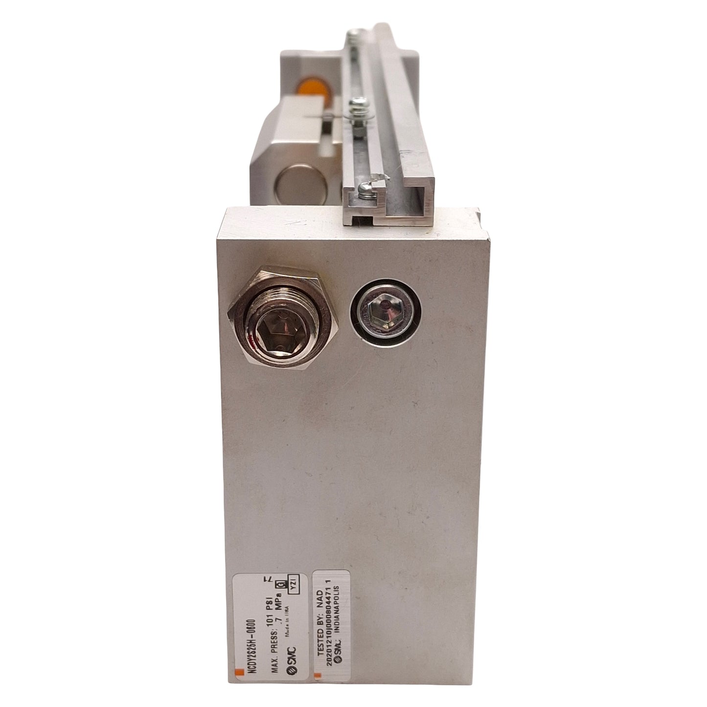 Used SMC NCDY2S25H-0600 Rodless Cylinder, ø1in Bore, 6in Stroke, 101psi, 1/8in NPT