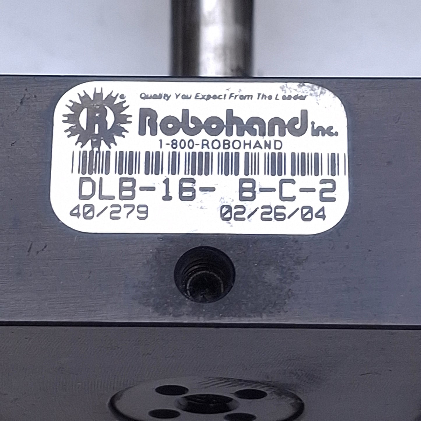 Used Robohand DLB-16-B-C-2 Base Linear Slide 100psi, ø1in Bore, ø0.63in Shaft