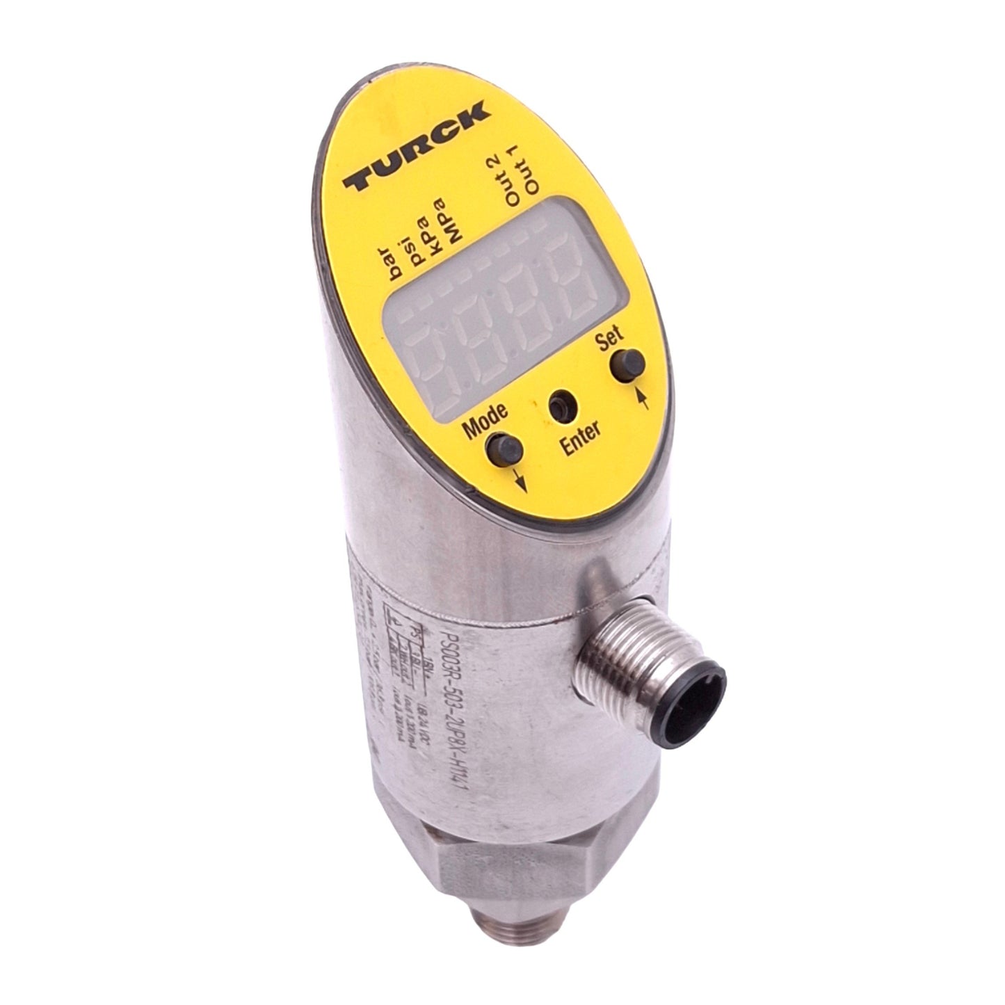 Used Turck PS003R-503-2UP8X-H1141 Pressure Sensor, 0-2.5bar, 7bar Max, PNP Out, 24VDC