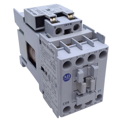 Used Allen Bradley 100-C09ZJ01 Contactor 25A, 3-Pole + 1NC, 24VDC Coil w/Suppressor