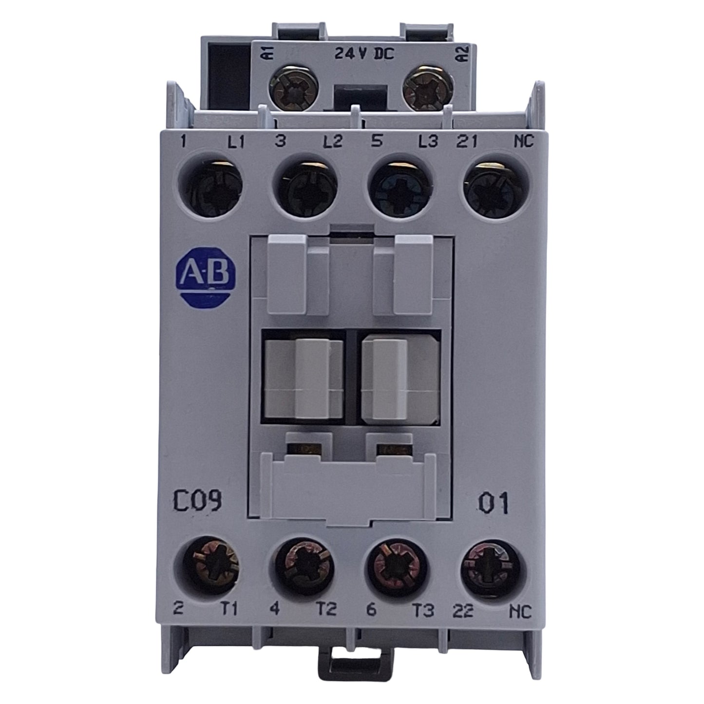 Used Allen Bradley 100-C09ZJ01 Contactor 25A, 3-Pole + 1NC, 24VDC Coil w/Suppressor