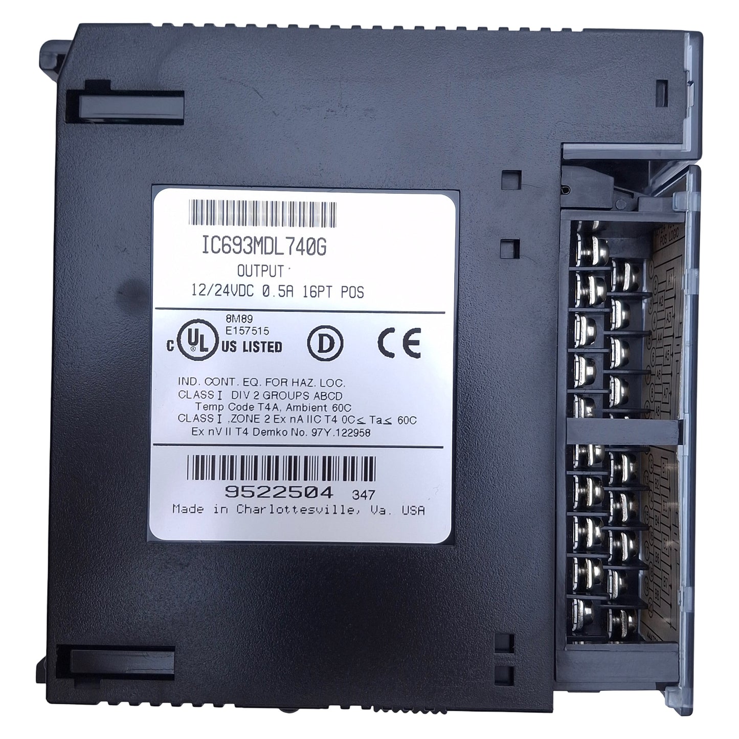 Used GE Fanuc IC693MDL740G Positive Logic DC Output Module 12/24VDC, 0.5A, 16 Point
