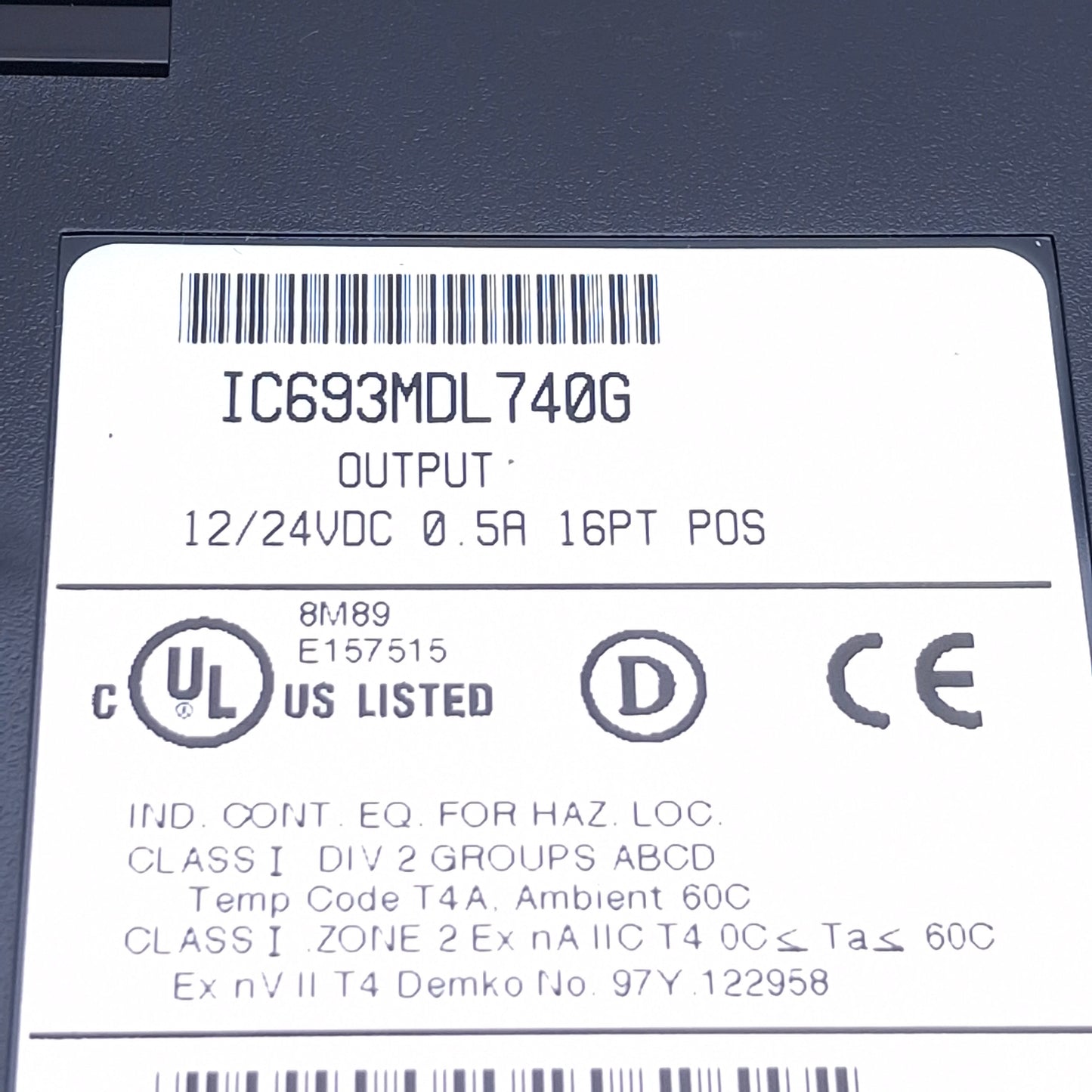 Used GE Fanuc IC693MDL740G Positive Logic DC Output Module 12/24VDC, 0.5A, 16 Point