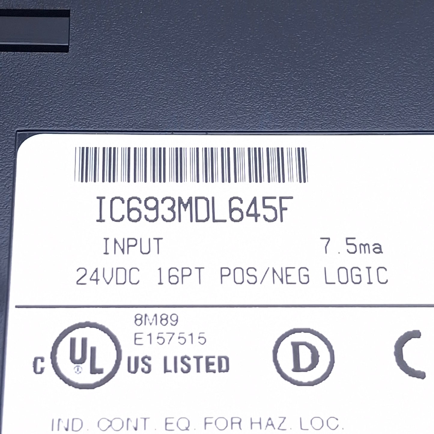 Used GE Fanuc IC693MDL645F Positive/Negative Logic Input Module 24VDC, 7.5mA, 16 In