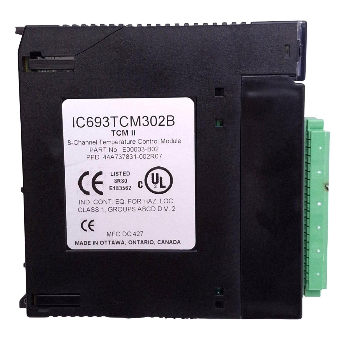 Used GE Fanuc IC693TCM302B Temperature Control Module for 90-30 PLC, 8-Channel, 24VDC