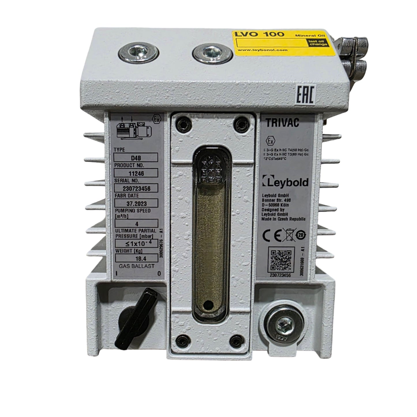 New – Open box Leybold Trivac 11246 D4B Rotary Vane Vacuum Pump 4m³/h, KF16, 200-240/380-480VAC